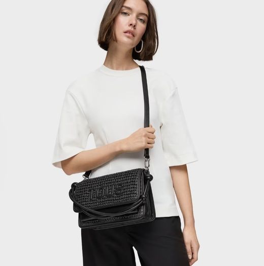 Tous Audree – Mittlere Raffia-Tasche in Schwarz