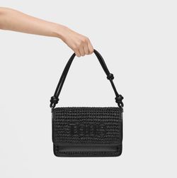 Tous Audree – Mittlere Raffia-Tasche in Schwarz