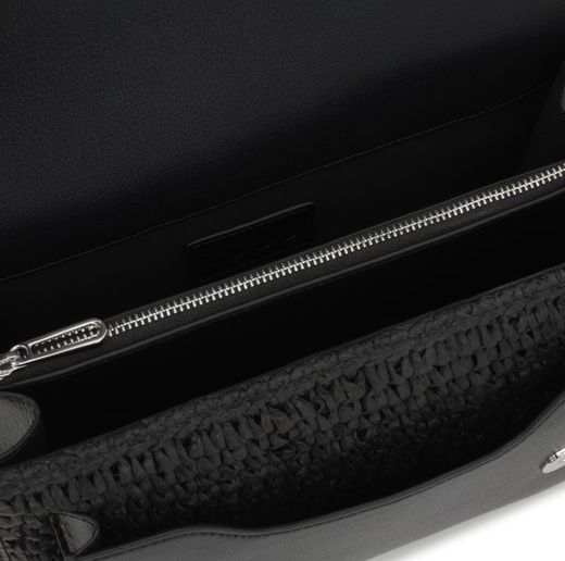 Tous Audree – Mittlere Raffia-Tasche in Schwarz