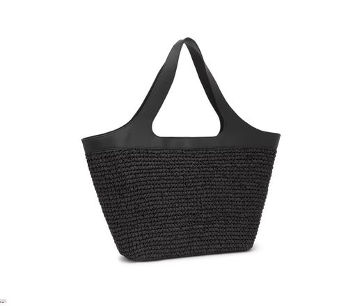 Großer Tous Lirio Raffia-Korb in Schwarz