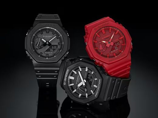 Montre Casio g-shock boîtier en résine et carbone, signes blancs