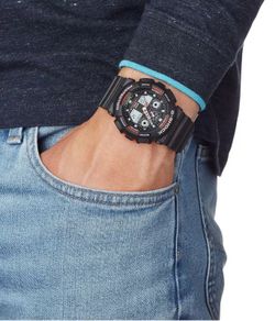Casio G-Shock de hombre antimagnético GA-100 en color negro y detalles rojos