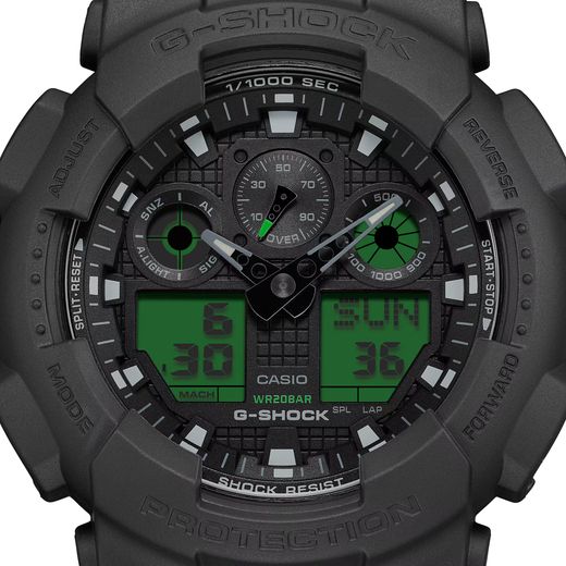 Casio G-Shock de hombre GA-100 en color negro y esfera verde