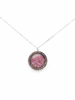 Colgante acero mujer con cristales rosas en el interior