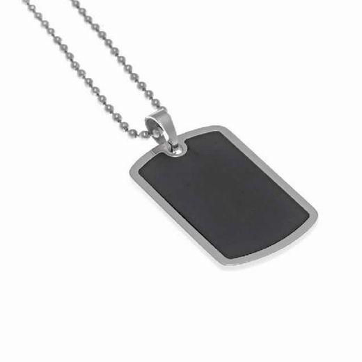 Placa militar para hombre con cadena de acero