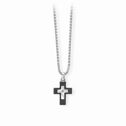 Colgante acero con cruz Pvd negro