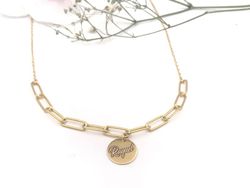 Pendentif plaque argent plaqué or personnalisable