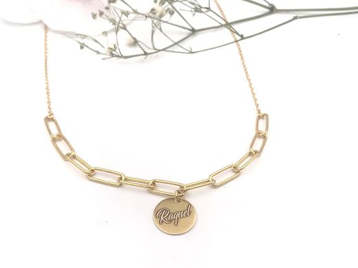 Pendentif plaque argent plaqué or personnalisable