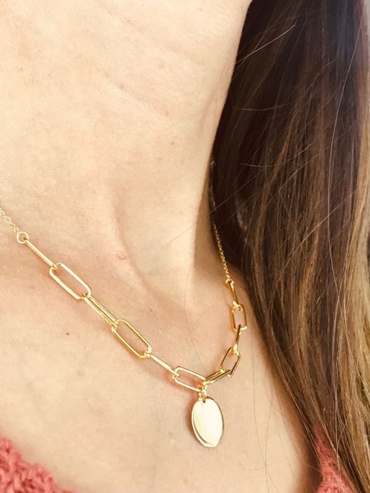 Pendentif plaque argent plaqué or personnalisable