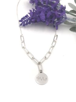 Pingente com placa de prata personalizável