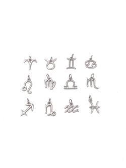 Colgante de plata con signo zodiacal Cáncer y corazón azul marino