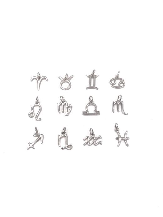 Colgante de plata con signo zodiacal Cáncer y corazón azul marino