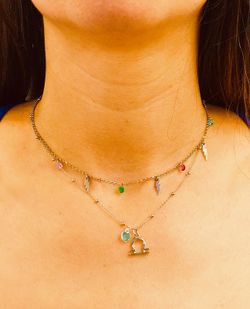 Silberanhänger mit Sternzeichen Waage und hellblauem Herz