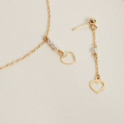 Pendentif en argent massif plaqué or avec perles et coeur ajouré