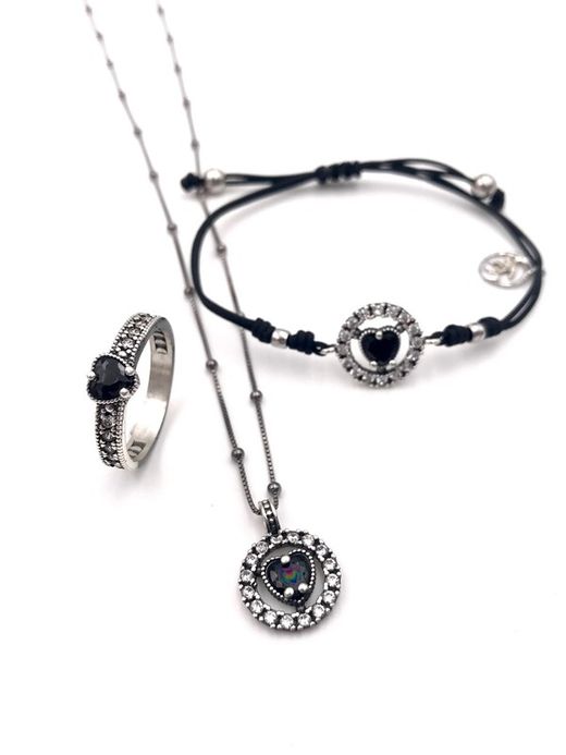 Silberanhänger Liebe Schwarz