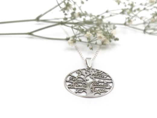 Pendentif arbre de vie en argent rhodié personnalisé