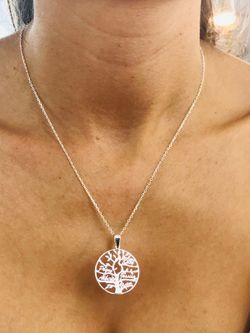 Pingente de prata em ródio árvore da vida personalizado