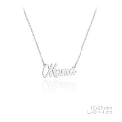 Colgante de plata rodiada con la palabra Mamá