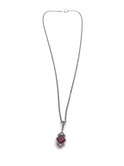 Colgante Elegant de plata de ley Square Garnet