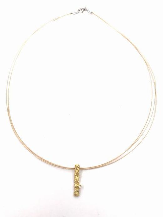 Pendentif tronc en argent sterling plaqué or avec brillant