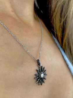 Mittlerer Anhänger aus Sterlingsilber Eguzkilore Schwarz