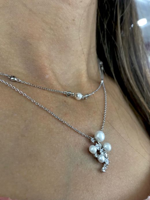 Colgante en plata de ley Multi Pearls