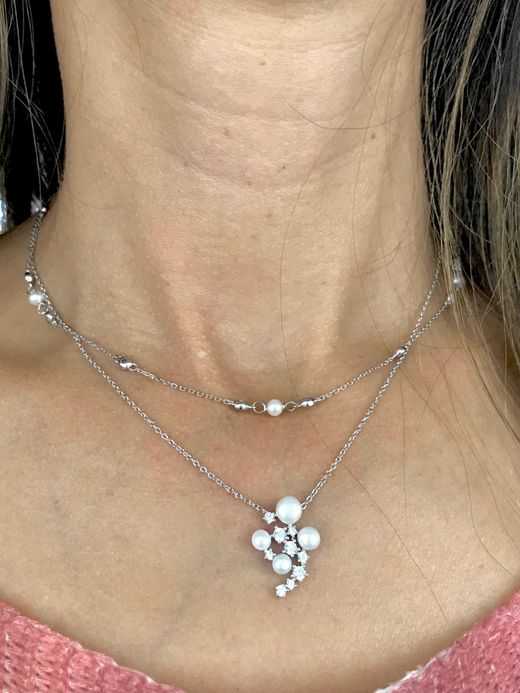 Colgante en plata de ley Multi Pearls