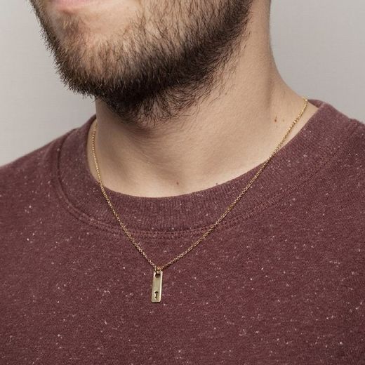 Langer vergoldeter Silberanhänger mit durchbrochenem Schlüssel