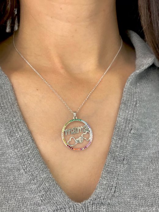 Lotus Silber Mama Regenbogen Anhänger