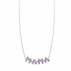 Colgante MAMA de plata rodiada con circonitas de colores