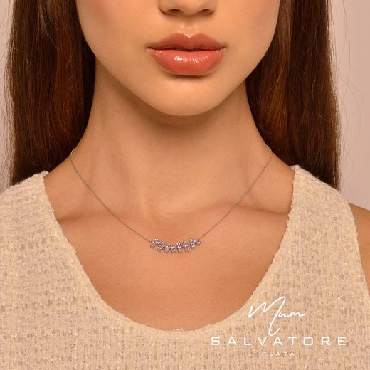 MAMA-Anhänger aus rhodiniertem Silber mit farbigen Zirkonen