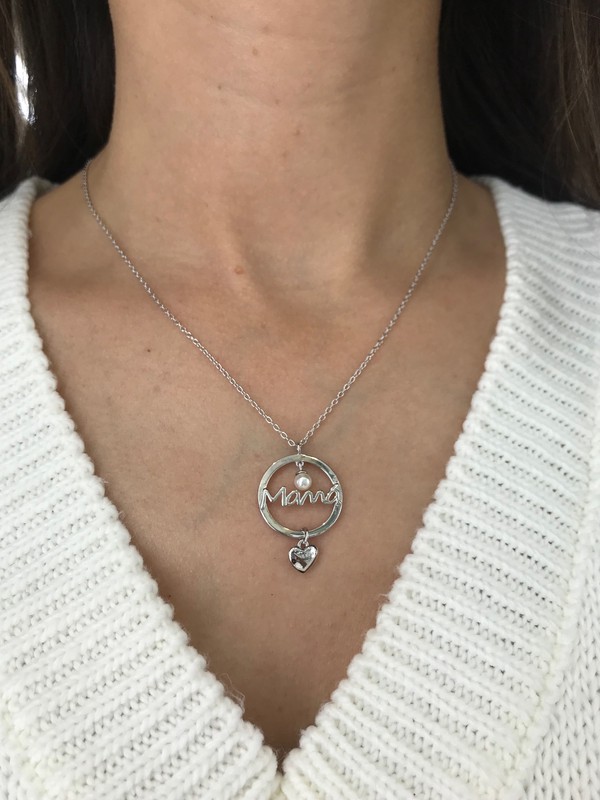 Colgante mama de Viceroy de plata rodiada con perla corazón — Miralles Arévalo Joyeros