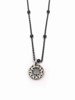 Colgante minimal Top Silver en plata con circonitas cava y piedra natural