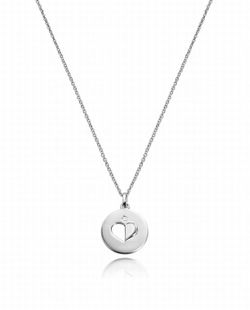 Colgante de plata con corazón calado y circonita