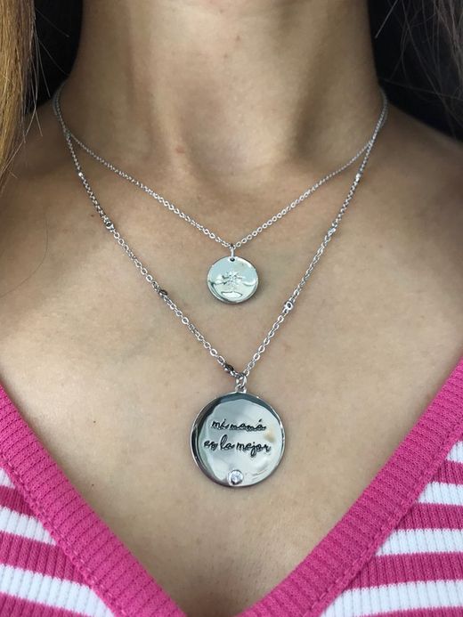 Rhodinierter Silberanhänger mit dem Spruch "My mom is the best"