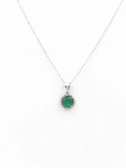 Colgante plata rodiada con cristal verde