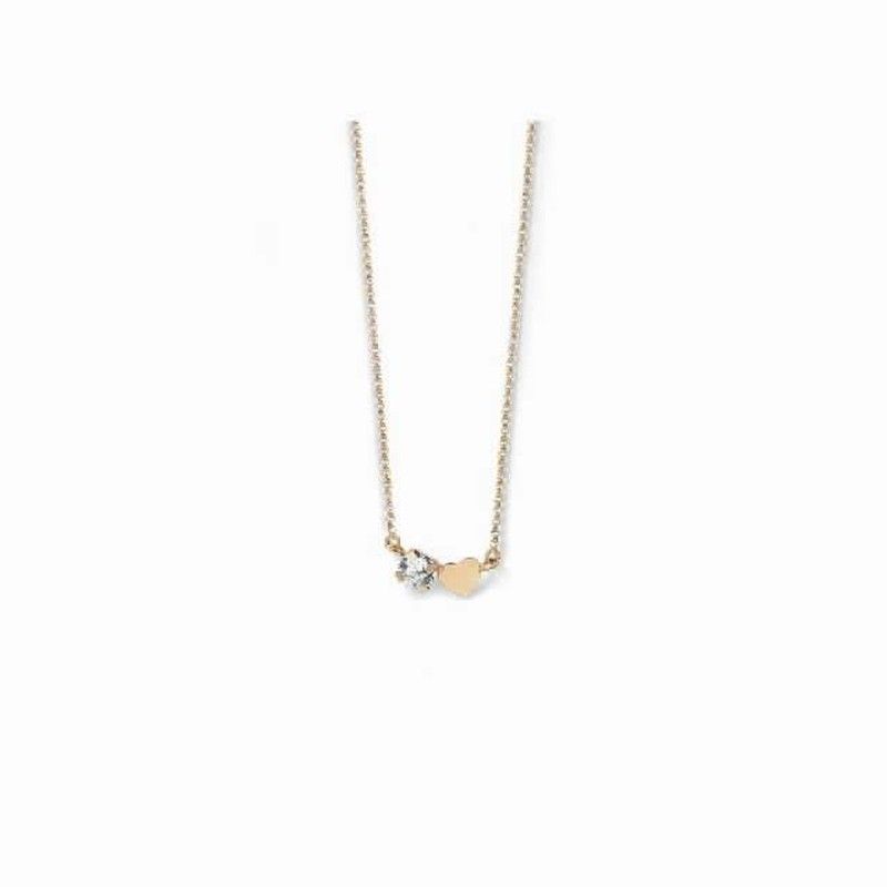 Colgante gargantilla corta en Plata de Ley 925 con baño de oro rosa con cristal de Swarovski® en color Crystal