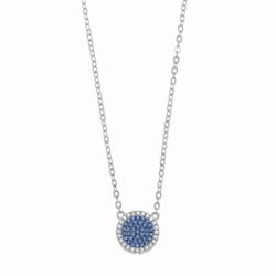 Colgante de plata rodiada con circonitas blancas y azules