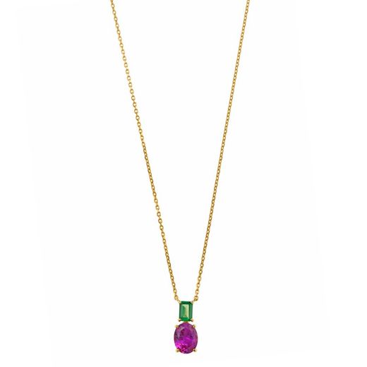 Colgante plata de ley Pink & Green