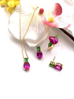 Anhänger aus Sterlingsilber in Rosa und Grün