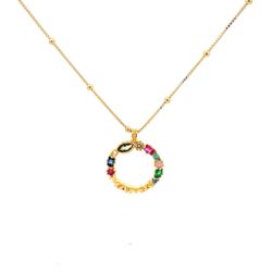 Colgante Top Silver de plata chapado en oro con circonitas de colores y mama