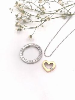 Doble colgante de plata y oro con brillante