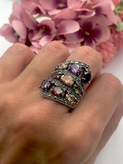 Espectacular Anillo Elegant de plata de ley Multi