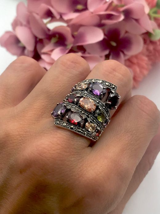 Espectacular Anillo Elegant de plata de ley Multi