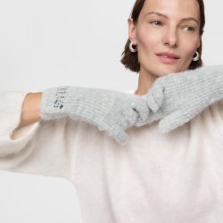 Tous Crystal Hellgraue Handschuhe