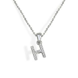 Iniciales de plata rodiada con circonitas engastadas