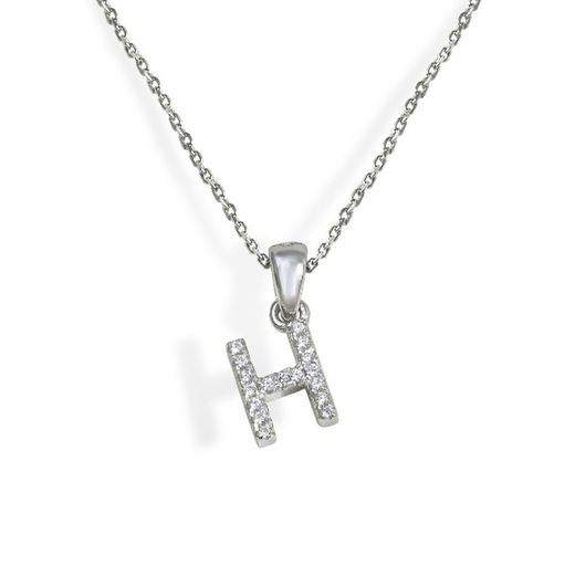 Iniciales de plata rodiada con circonitas engastadas