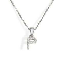 Iniciales de plata rodiada con circonitas engastadas