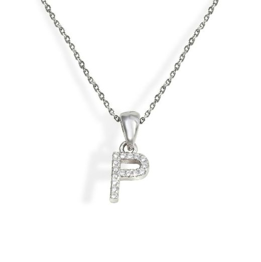 Iniciales de plata rodiada con circonitas engastadas