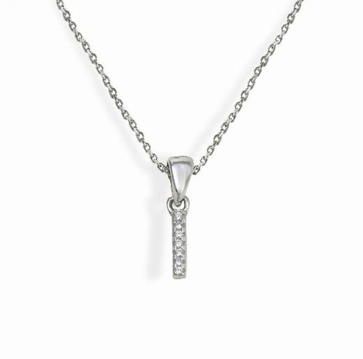 Iniciales de plata rodiada con circonitas engastadas